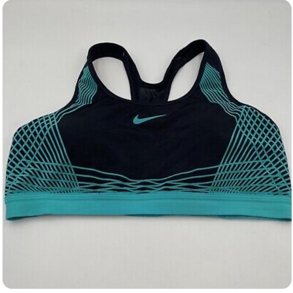 NIKE DRI-FIT Size XL Light Green Black Full Figure Wireless Bra
